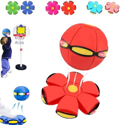 Magic Transforming Bouncing Ball & Flying Saucer Toy with LED Lights (2-Pack)