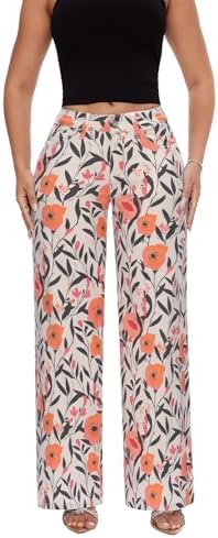Mid-Low Rise Baggy Jeans for Women - Distressed Wide Leg Stretchy Pants