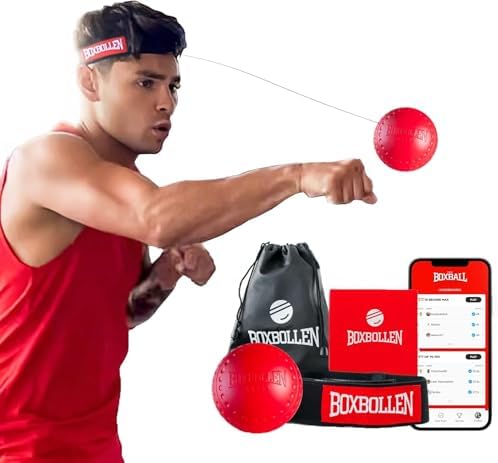 Boxing Reflex Ball with App Counter - Adjustable Home Workout Game for Hand-Eye Coordination