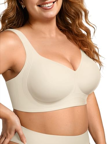 Plus Size Wireless Jelly Bra - Full Coverage Seamless T-Shirt Bra with Push Up Support