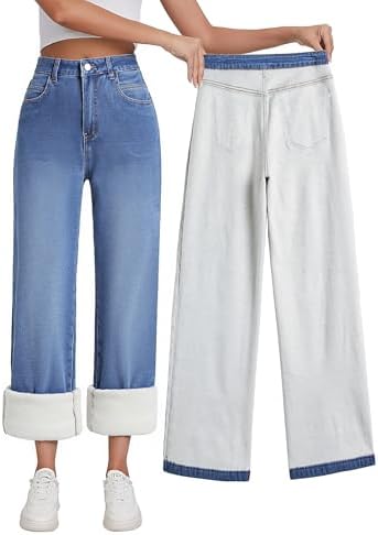 Women's Baggy Jeans Mid-Low Waist Boyfriend Vintage Wide Leg Denim Pants