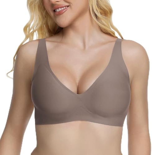 Wireless Deep V Push Up Bra Seamless Comfort Adjustable Straps No Underwire Everyday Wear