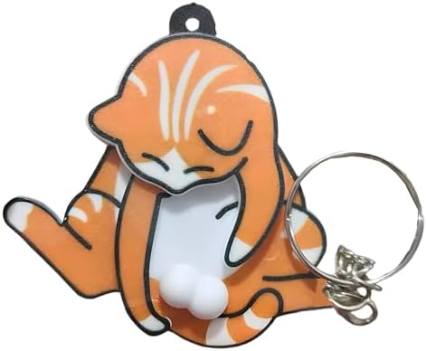 Interactive Rotating Cat Keychain with Wiggling Eggs - Fun Fidget Toy for Bags & Keys