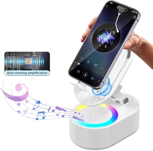 3000mAh Wireless Induction Bluetooth Speaker with Phone Stand, Ambient Light and Emergency Charging