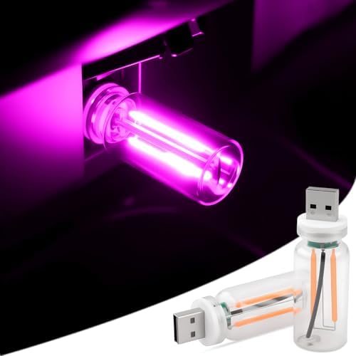 2-Pack Car USB Lights, Touch Dimmable Retro Atmosphere Lamp with Glass Bottle Design