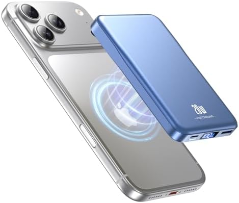 10000mAh Magnetic Power Bank with 20W Fast Charging, Wireless Portable Charger