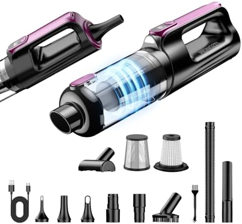 18000Pa Cordless 2-in-1 Car Vacuum & Air Duster, 130W Brushless Motor, 7800mAh Battery, LED Light, Multi-Nozzles