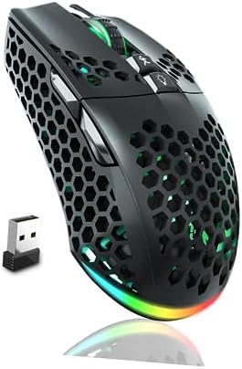 White Wireless Gaming Mouse, Tri-Mode BT5.1/Type-C/2.4G, 7 Programmable Buttons, RGB Light
