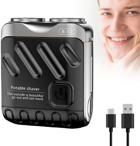 Portable Dual Ring Electric Shaver, Waterproof USB Rechargeable Mini Shaver with Magnetic Head