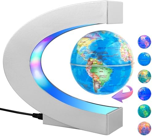 Magnetic Levitating Globe with LED Lights - 7 Color Floating World Desk Decor