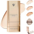 Korean Foundation Stick with Brush, 2-in-1 Waterproof Longwear Concealer, Natural Finish (#3 Warm Skin Color)