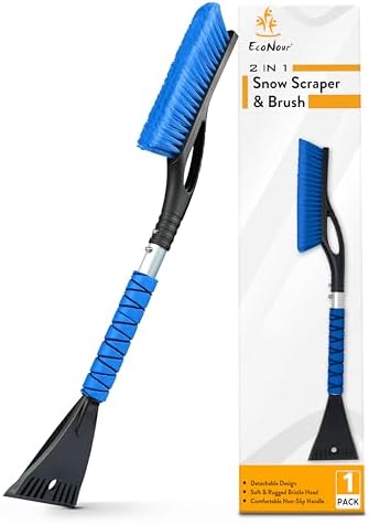 27" Car Snow Brush and Ice Scraper (2-Pack) | Scratch-Free Bristles & Aluminum Body | Winter Car Accessories