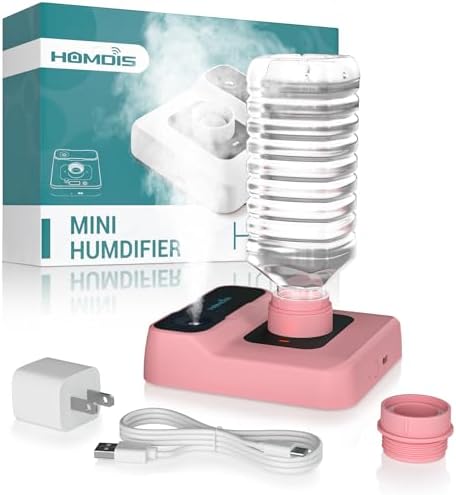 Portable Travel Humidifier with 5000mAh Battery, Quiet 23dB Operation, Auto-Off & Night Light