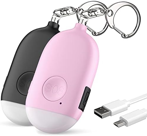 Rechargeable Personal Alarm Keychain - 130dB Siren, LED Light, 3-Pack for Safety