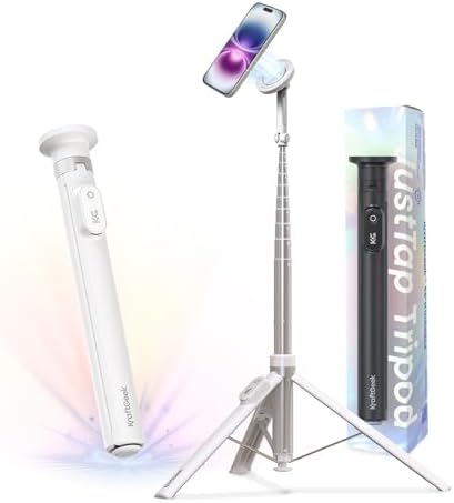 Magnetic Phone Tripod with Auto-Open Design - 66'' Selfie Stick with Remote