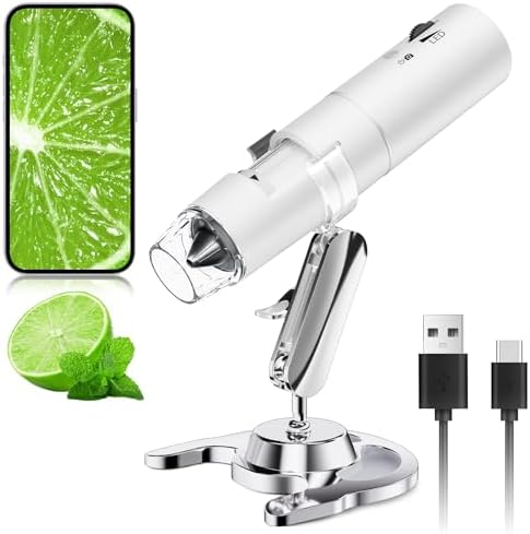 Wireless Digital Microscope with 50X-1000X Magnification, WiFi & USB Connectivity for Mobile Devices and Computers