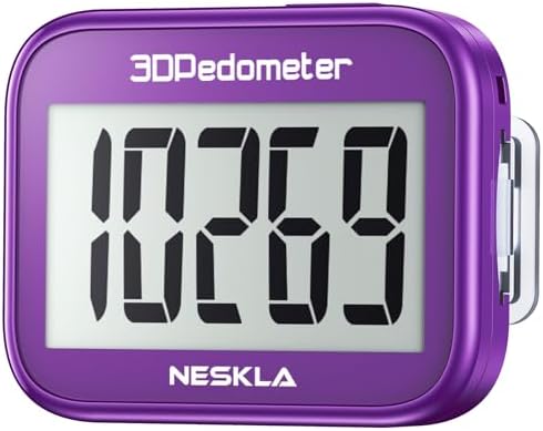 3D Pedometer with Large Digital Display, Accurate Step Counter with Clip and Lanyard