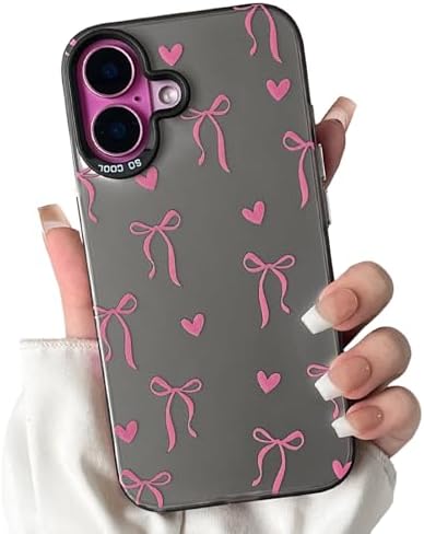 Cute Bow Heart Phone Case for iPhone 12 Pro Max - Soft TPU+PC Shockproof Protective Cover