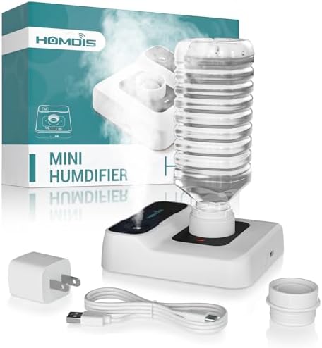 Portable Travel Humidifier with 5000mAh Battery, Quiet 23dB Operation, Auto-Off & Night Light