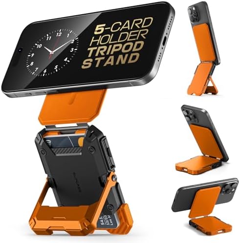 Magnetic Wallet with Stand, Holds 5 Cards, Adjustable Stand & RFID Blocking for Phones