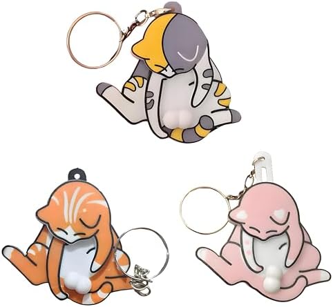 Interactive Rotating Cat Keychain with Wiggling Eggs - Fun Fidget Toy for Bags & Keys
