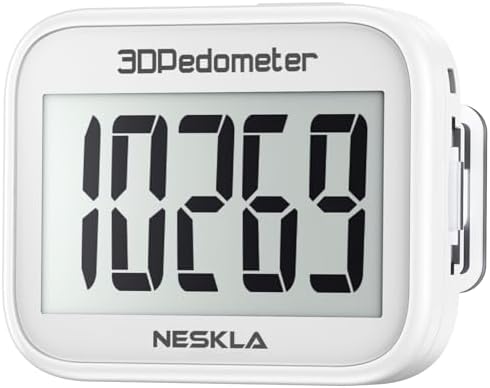 3D Pedometer with Large Digital Display, Accurate Step Counter with Clip and Lanyard