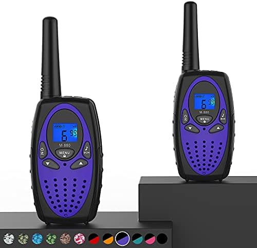 M880 Blue 2-Pack Walkie Talkies with 5-Mile Range & 2662 Channel Options