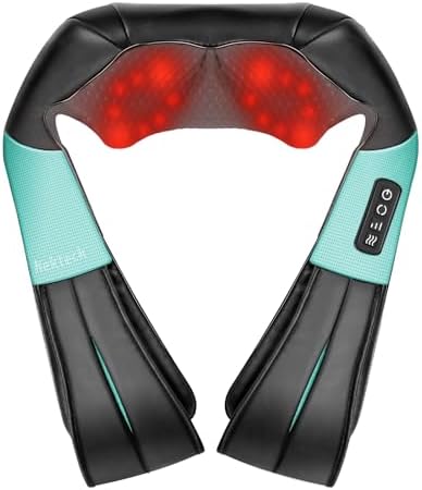 Shiatsu Neck Massager with Heat, 3D Kneading Deep Tissue Massage Pillow for Back Shoulder Pain Relief