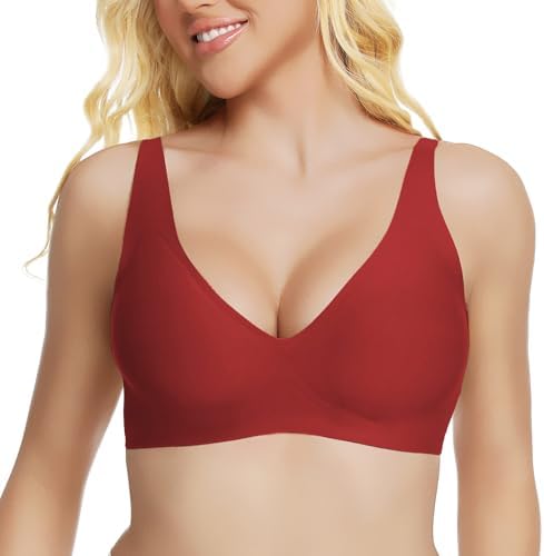Wireless Deep V Push Up Bra Seamless Comfort Adjustable Straps No Underwire Everyday Wear