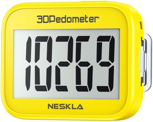 3D Pedometer with Large Digital Display, Accurate Step Counter with Clip and Lanyard