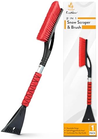 27" Car Snow Brush and Ice Scraper (2-Pack) | Scratch-Free Bristles & Aluminum Body | Winter Car Accessories