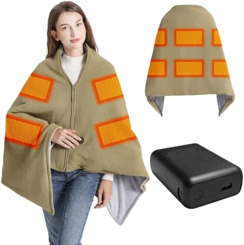 20000mAh Cordless Heated Blanket, 59x35.5 Fast Heating Electric Throw with 3 Temperature Settings