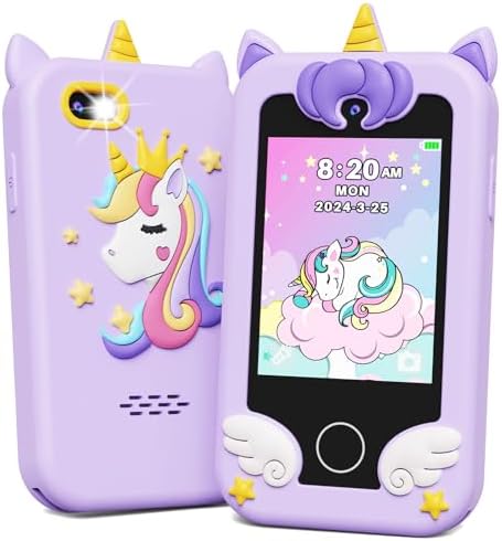 Kids Smart Phone Toy with Touchscreen, Dual Camera & Learning Games for Ages 3-8, Blue