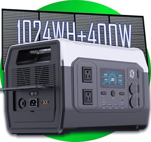 1024Wh Portable Power Station with 1600W Output, 1-Hour Fast Charging, 11 Ports for Camping/Home/Emergency