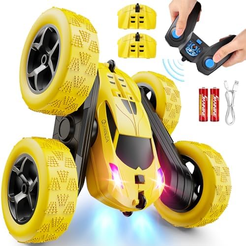 4WD Stunt RC Car with 360° Flips & LED Lights | 2.4GHz Remote | USB-C Modular Batteries | Gift for Kids 6-12