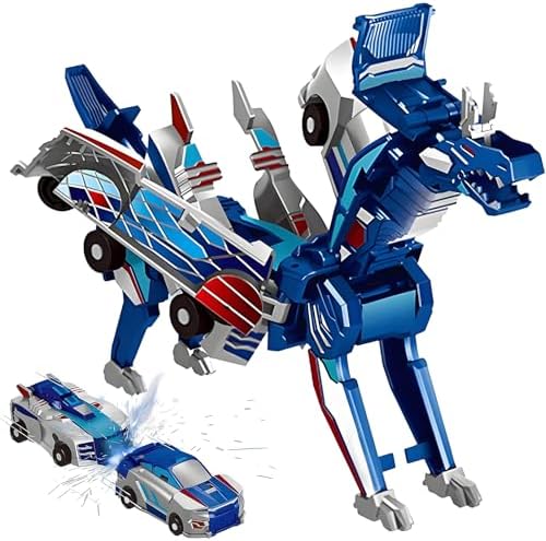 2-in-1 Magnetic Collision Dinosaur Car Toy | Transformable Robot Toy for Kids Ages 3-12