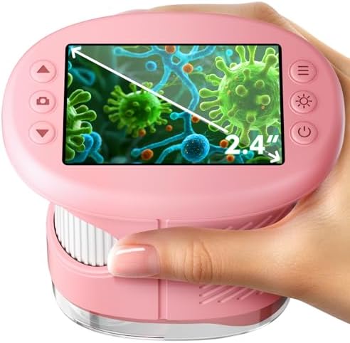 1000X Handheld Digital Microscope for Kids with 4K Screen & 12 Slides