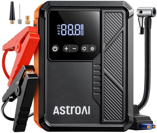 3000A Peak Car Battery Jump Starter with 150PSI Air Compressor, 12V Charger & Power Bank