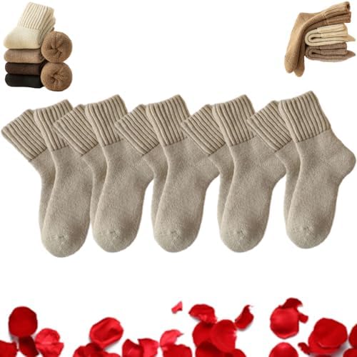 Women's Solid Mid Calf Socks - Cozy Warm Knit Crew Socks for Fall and Winter