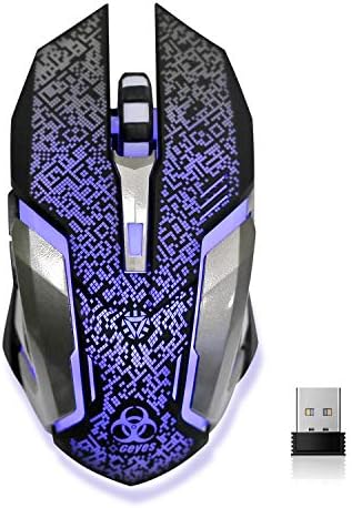 Silent Click Wireless Gaming Mouse with 7-Color LED & 30-Day Battery Life