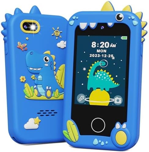 Kids Smart Phone Toy with Touchscreen, Dual Camera & Learning Games for Ages 3-8, Blue