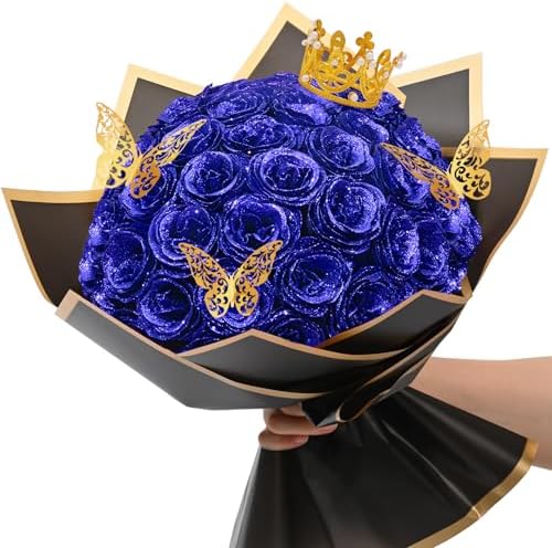 DIY Glitter Rose Bouquet Kit with 56 Flowers, Letters for Personalized Valentine's Gifts