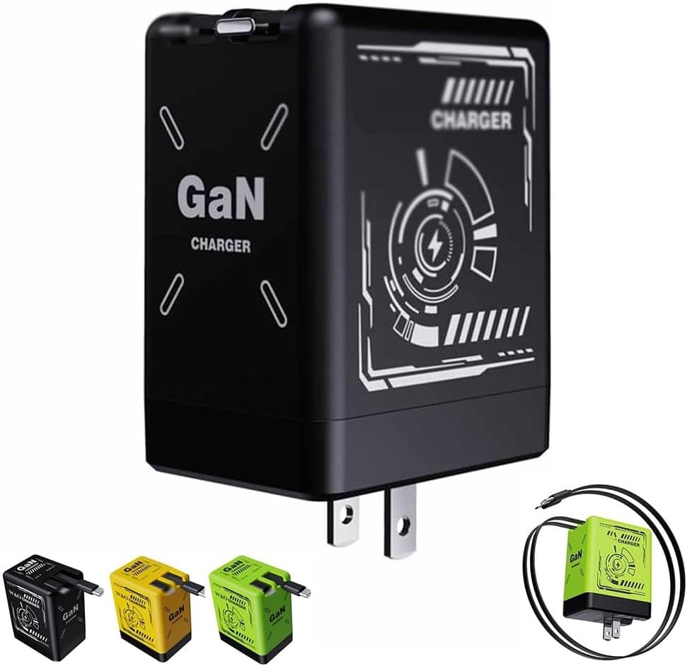 2-in-1 GaN Fast Charger with Retractable Cables, 120W Foldable Wall Adapter for Phones & Tablets