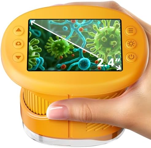 1000X Handheld Digital Microscope for Kids with 4K Screen & 12 Slides