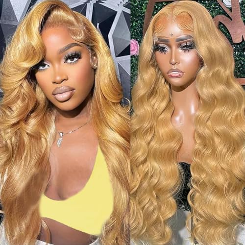 613 Blonde 28-Inch Body Wave Human Hair Wig with 13x6 HD Transparent Lace Front