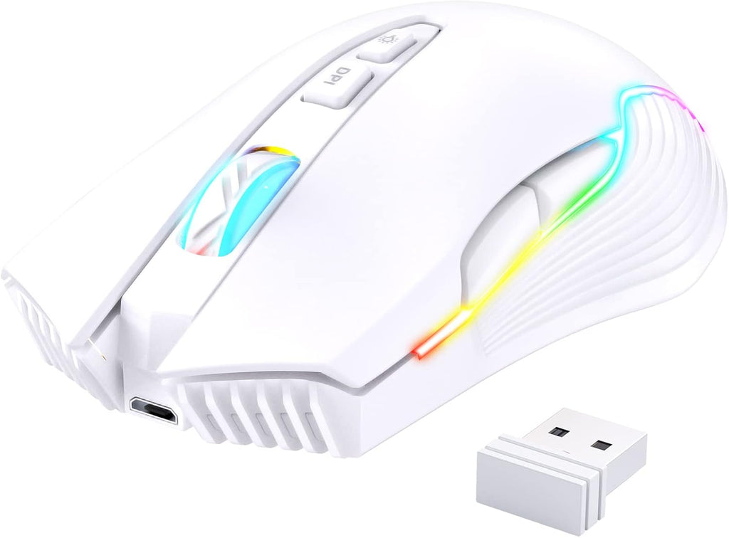 Rechargeable Wireless Gaming Mouse with RGB Backlighting, Ergonomic Design & 3600 DPI