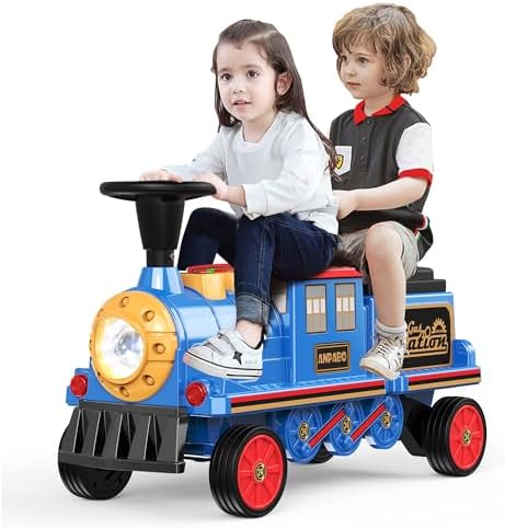 12V 2-Seater Kids Ride-On Train with Adjustable Seat, Storage & Music, Red