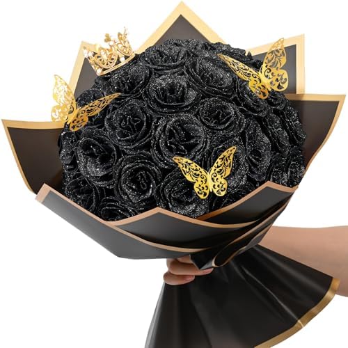 DIY Glitter Rose Bouquet Kit with 56 Flowers, Letters for Personalized Valentine's Gifts