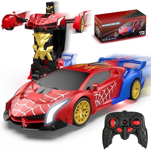 Transform RC Car with One-Button Deformation & 360° Rotation, 2.4Ghz Remote Control Toy for Kids Ages 3-12