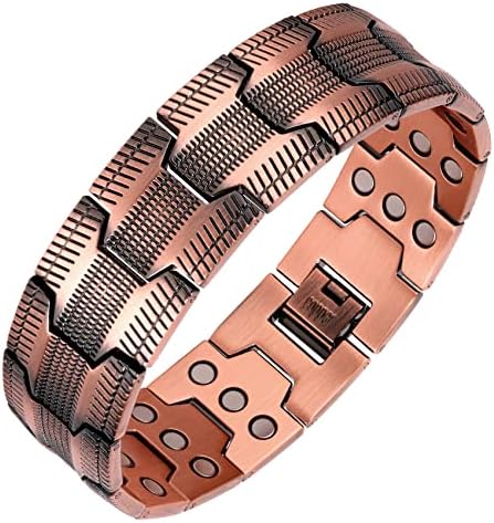Men's 3X Strength Magnetic Copper Bracelet, 99.99% Pure Copper, Adjustable with Sizing Tool